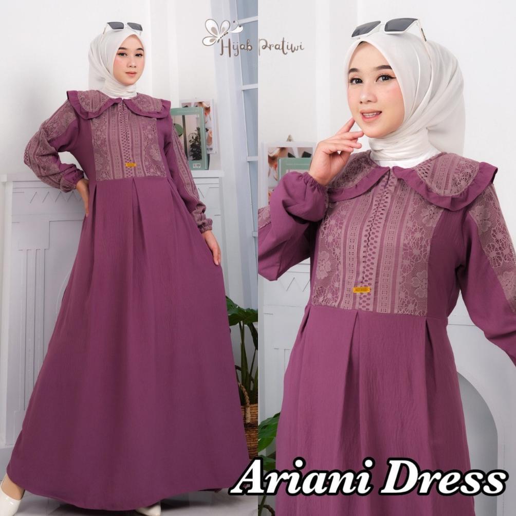Dress Gamis Wanita Crinkle Airflow Mix Brokat malika