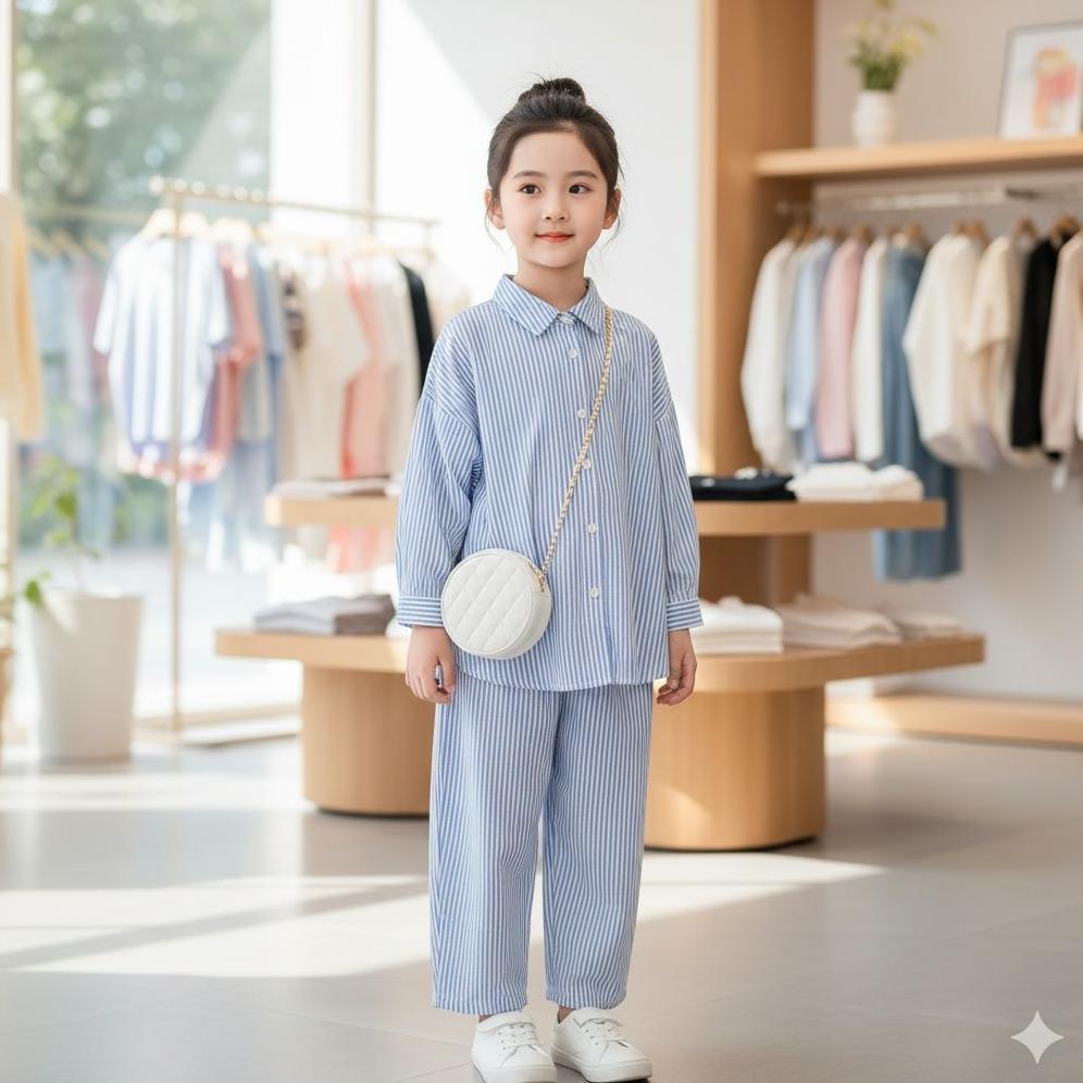 [NEW ARRIVAL] / SETELAN ANAK PEREMPUAN 1-12 TAHUN MOTIF SALUR BAJU ANAK CEWEK MODEL KOREAN STYLE BAH