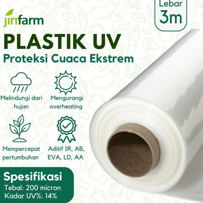 JIRIFARM - Plastik UV Green house Tebal 200 Micron 14% Lebar 3 Meter Eceran Per Meter