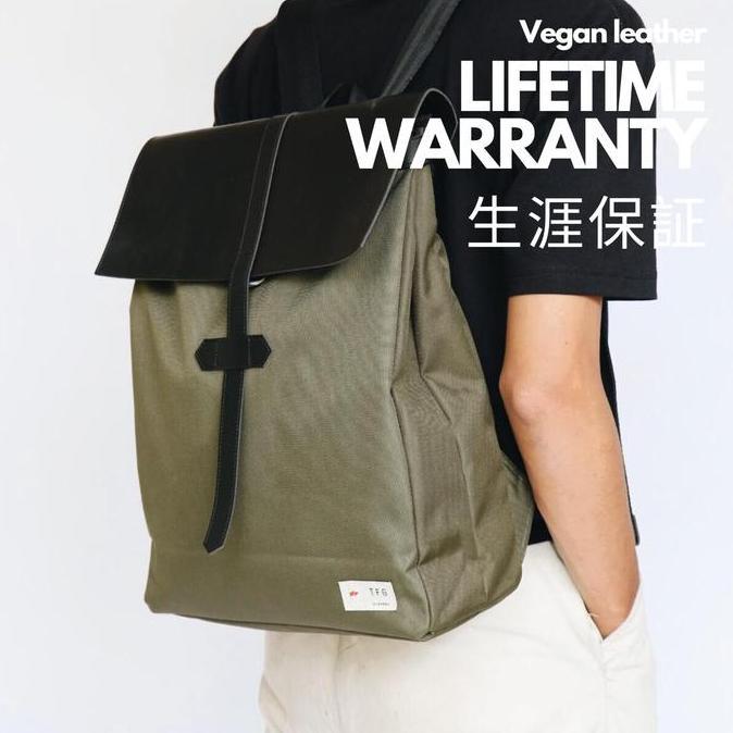 TFG Backpack Tas Ransel Pria Wanita Towny 432 Black & Green Lifetime Warranty - Canvas - Water Resis
