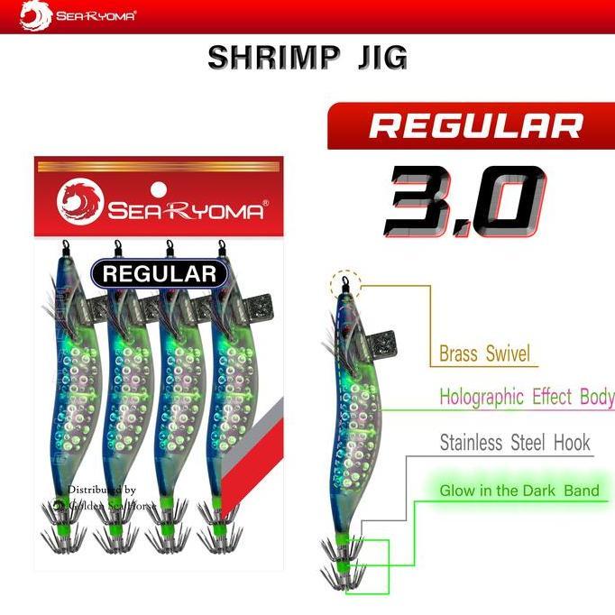 SeaRyoma Reguler Shrimp Fishing Squid Hook - Umpan Pancing Cumi berbentuk Udang-udangan size 3.0 (TE