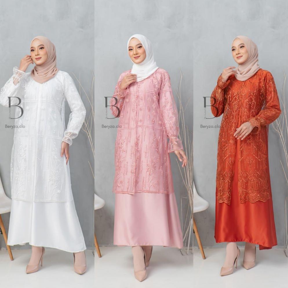 RADIFA SET OUTER BRUKAT MOTIF MIX TILE DOT ONE SET DRESS GAUN KONDANGAN DRESS PESTA BUSANA BRIDESMAI