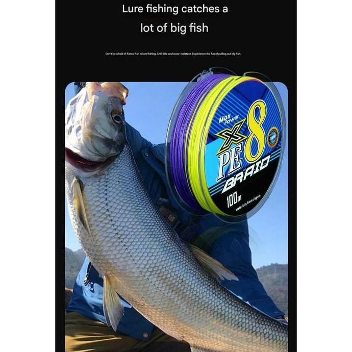 TaffSPORT Senar Pancing PE 8 Braided Strand Fishing Line 100M - X8 (TERBAIK) (TERBARU) (TERMURAH)