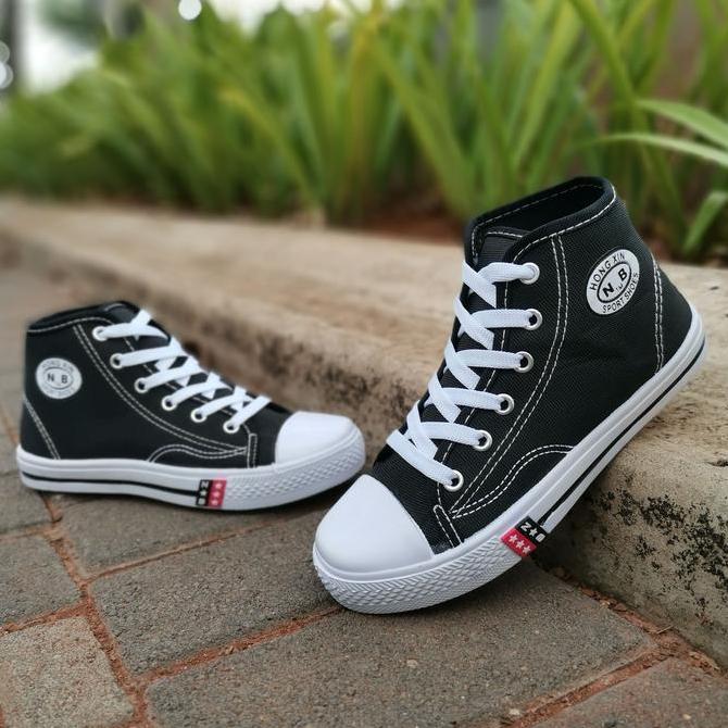 DR327 - SEPATU SEKOLAH NB TALI  HITAM PUTIH SEPATU SEKOLAH ANAK LAKI PEREMPUAN Sd Fashion