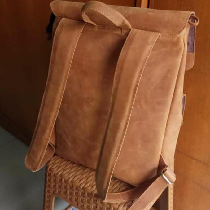Tas Ransel Laptop Backpack Kulit Sapi Asli Crazy Horse Vintage