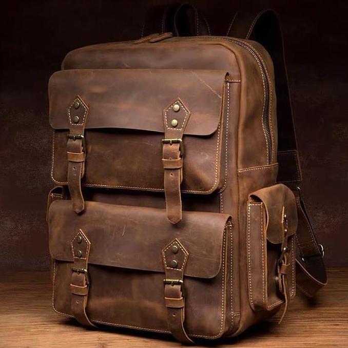 Tas Ransel Kulit Sapi Asli Crazy Horse Laptop Backpack