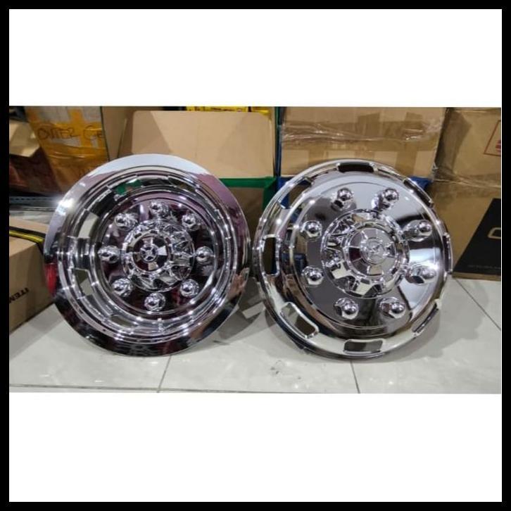 TERLARIS COVER DOP VELG TRUK TRUCK CANTER FUSO RING 16 BAUT 8 DEPAN BELAKANG 4 PCS CHROME