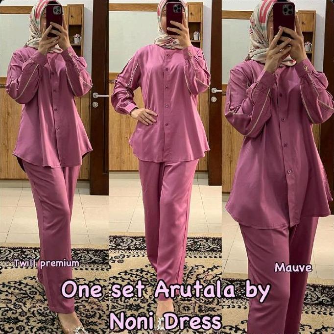 ReenaDaily SET ARUTALA BY NONI DRESS Setelan Celana Daster Arab Rayon Twill Premium