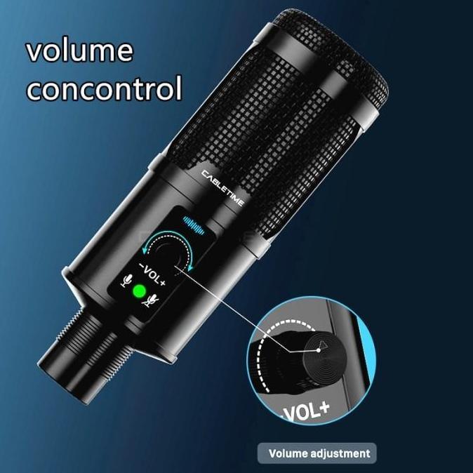 CABLETIME Mic Condenser Audio Microphone Arm Set For Recording Live Streaming (TERBAIK) (TERBARU) (T