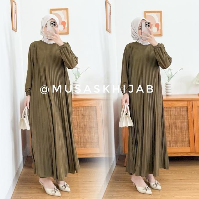 GAMIS PLISKET LENGAN PANJANG / BAJU GAMIS PLISKET POLOS GAMIS DG03