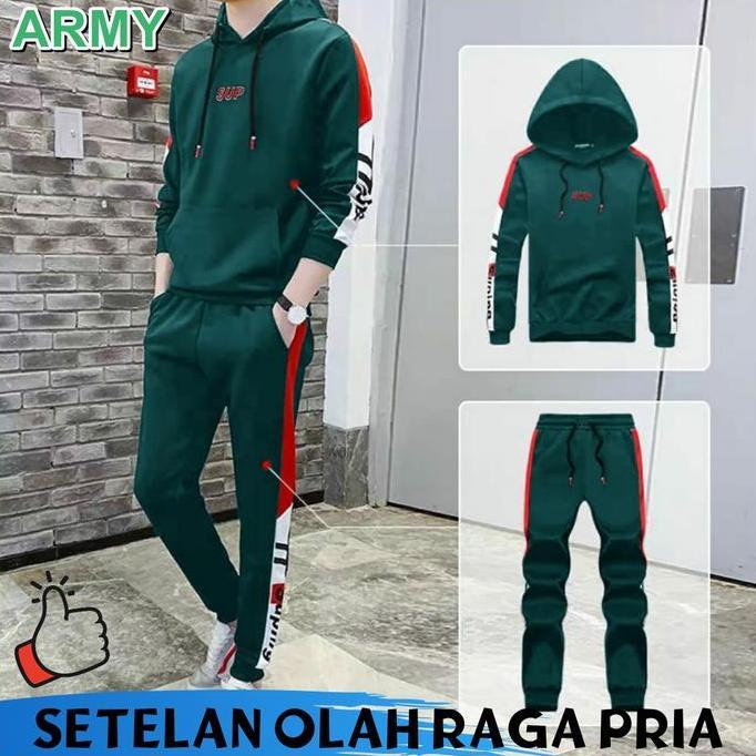 TERLARIS - SET Baju setelan olahraga pria dewasa jaket sweater celana training