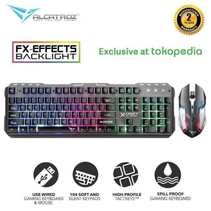 Alcatroz X-Craft XC-3000 Spill Proof Gaming Keyboard + Mouse Combo (TERBAIK) (TERBARU) (TERMURAH)