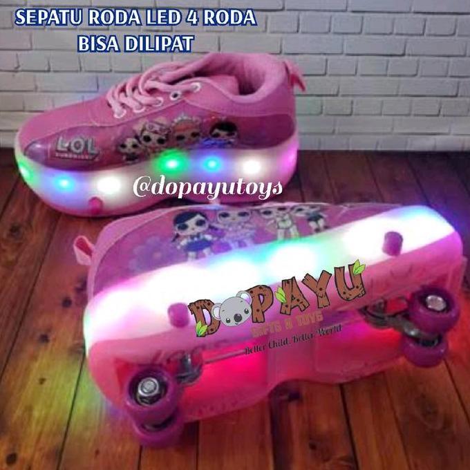 SEPATU RODA EMPAT ANAK LAMPU LED roda bisa dilipat (TERBAIK) (TERBARU) (TERMURAH)