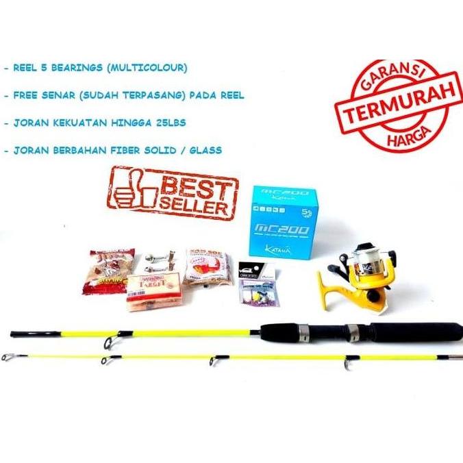 FREE UMPAN SET PANCING KOMPLIT TERMURAH JORAN FIBER DAN REEL 5 BB ASLI (TERBAIK) (TERBARU) (TERMURAH