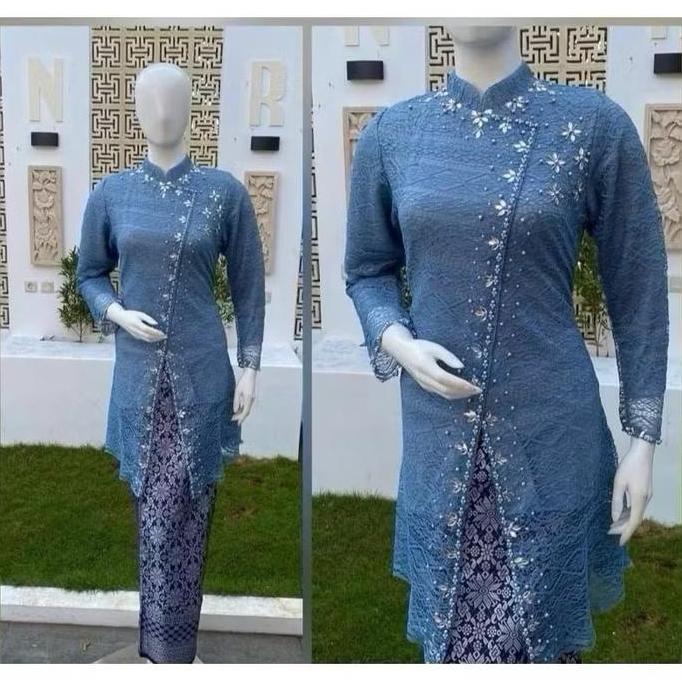NEW Kebaya Brokat Payet Tamara Dengan Rok Songket Lilit Baju Pesta Kondangan Wanita Kebaya Wisuda Wa