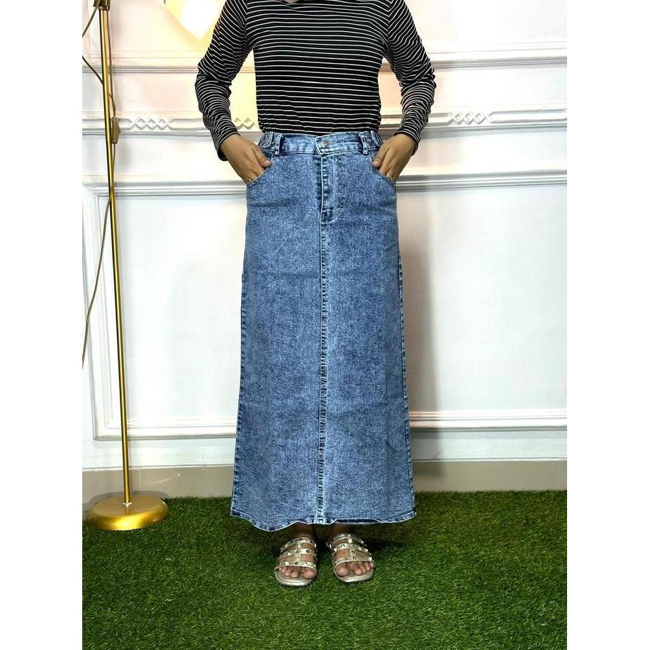 Rok Jeans Span Skirt Panjang Rok Jeans A Setreach