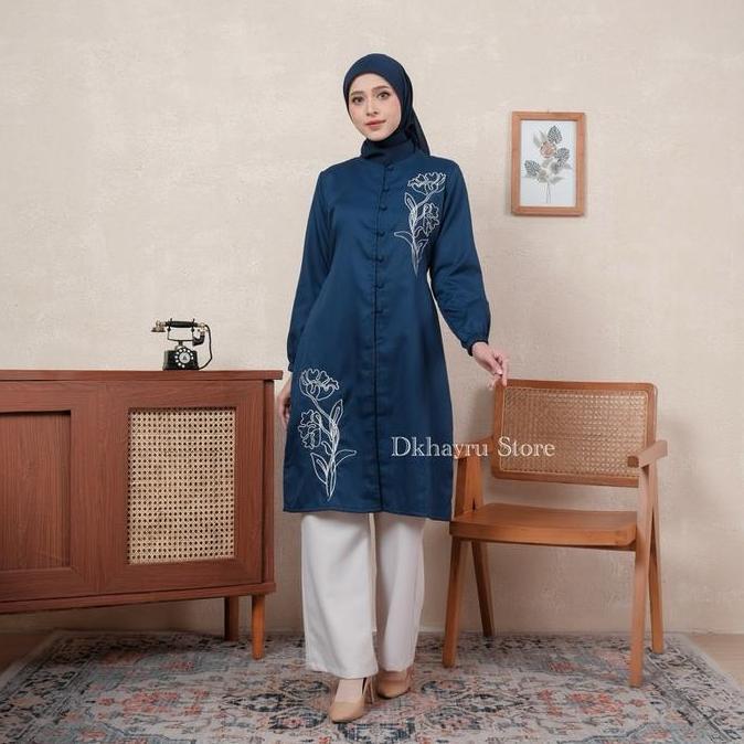N Tunik Bordir Pakaian Wanita Terbaru Tunik Bordir Bunga Atasan Tunik Wanita