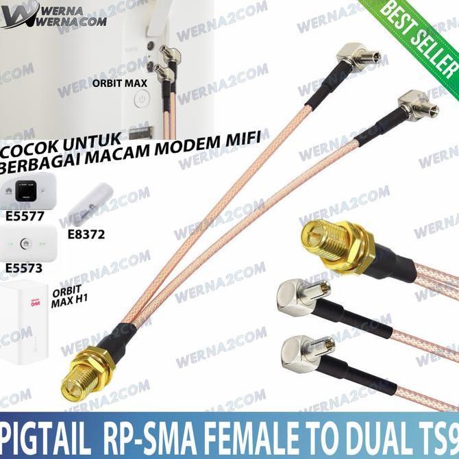 DV62 >> PIGTAIL RP SMA to TS9 support all Modem mifi Orbit Max H1 E5573 E5577