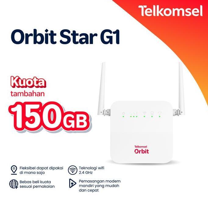 DE186 - Telkomsel Orbit Star G1 Modem Wifi 4G  Free Kartu by.U 7 GB