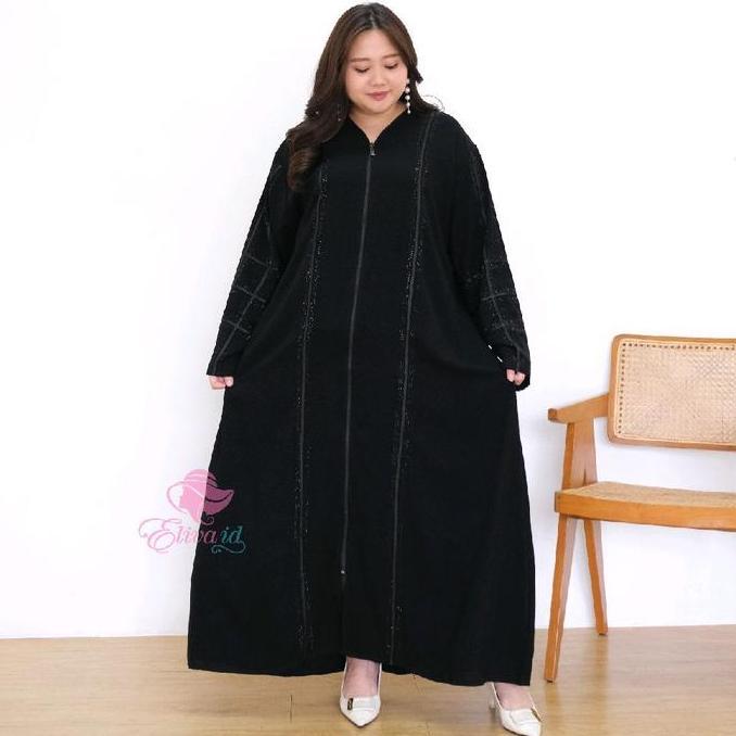 Jumbo Abaya Ruby gamis Turkey Jetblack Umrah Haji hitam ld 130 140 cm