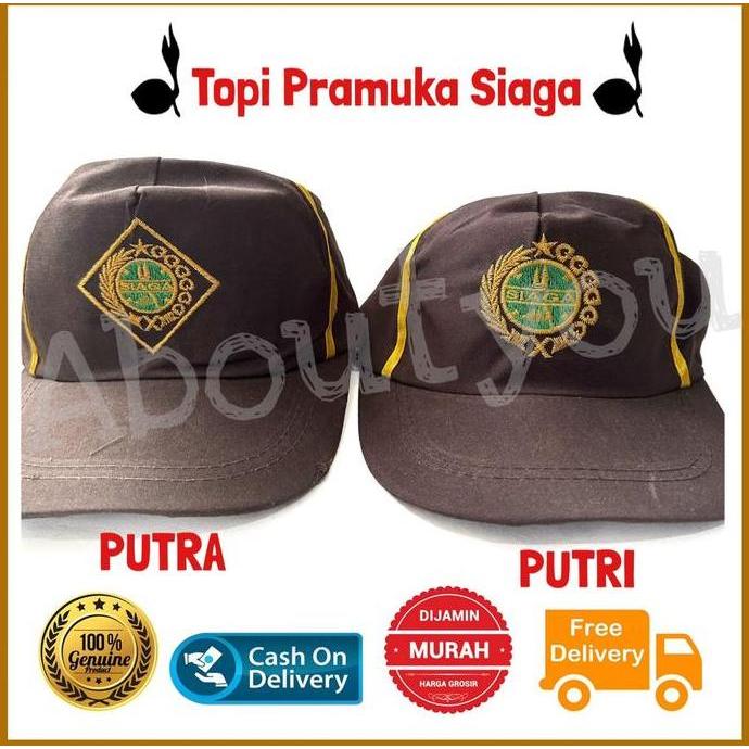 Premium Topi Pramuka Siaga Anak Laki / Perempuan Topi Siaga Pramuka Sd Topi Pet Coklat Anak Sekolah