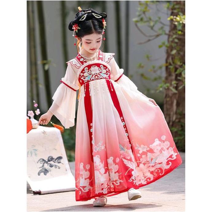 Murah Kostum Imlek Anak Baju Hanfu Gradasi Merah  Princess Cina China