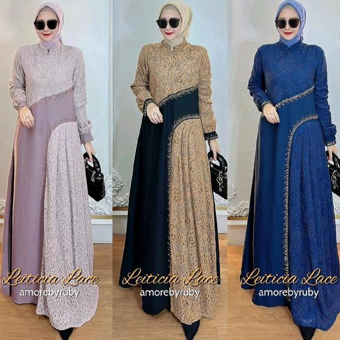 gamis mewah produk amore by ruby edisi andini lace gamis brukat cantik kekinian