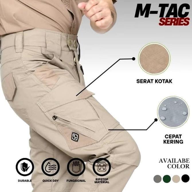 DF263 - M-TACSHEN Celana Cargo Tactical Panjang Santai Bahan Ripstop Tortnado Abu Hitam Navy Size LP