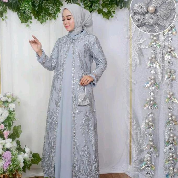 Gamis Outer Tile Premium Ayana Mix Payet LongDress Pesta Kondangan Seragaman Lebaran Mewah