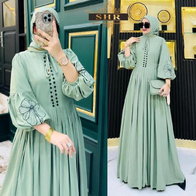 KODE GAMIS LENGAN KIPAS NEW MAXI DRESS WOLFIS PREMIUM BY SHR 100% ORINAL