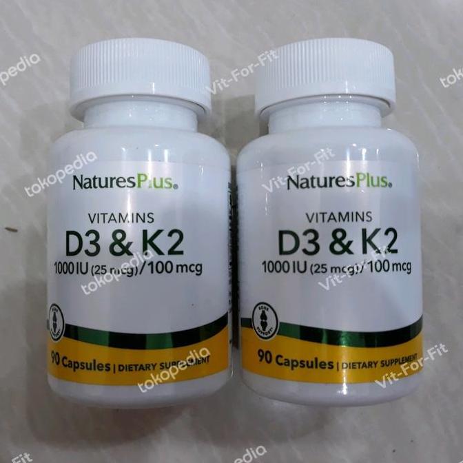Natures Plus D3 + K2 | 90 casules | D3 1000 iu + K2 100 mcg
