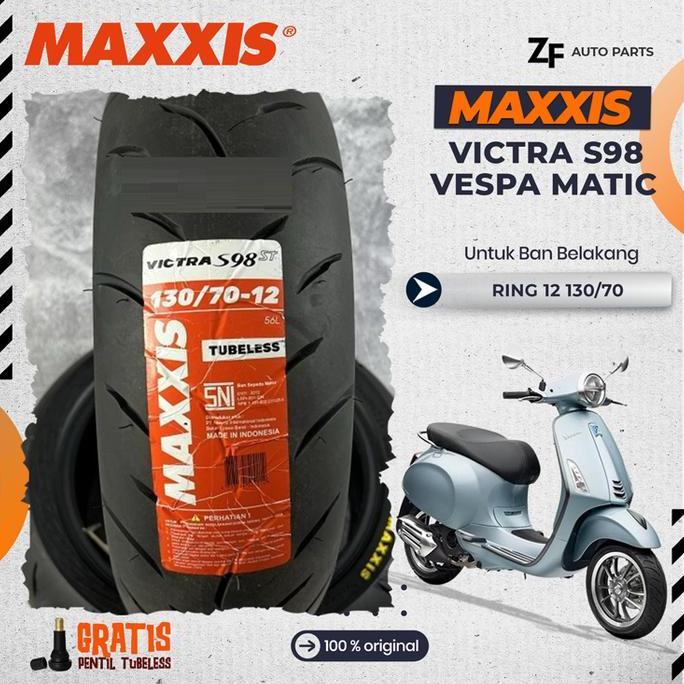 BAN MOTOR VESPA MAXXIS VICTRA Ring 12 TUBELESS DEPAN BELAKANG