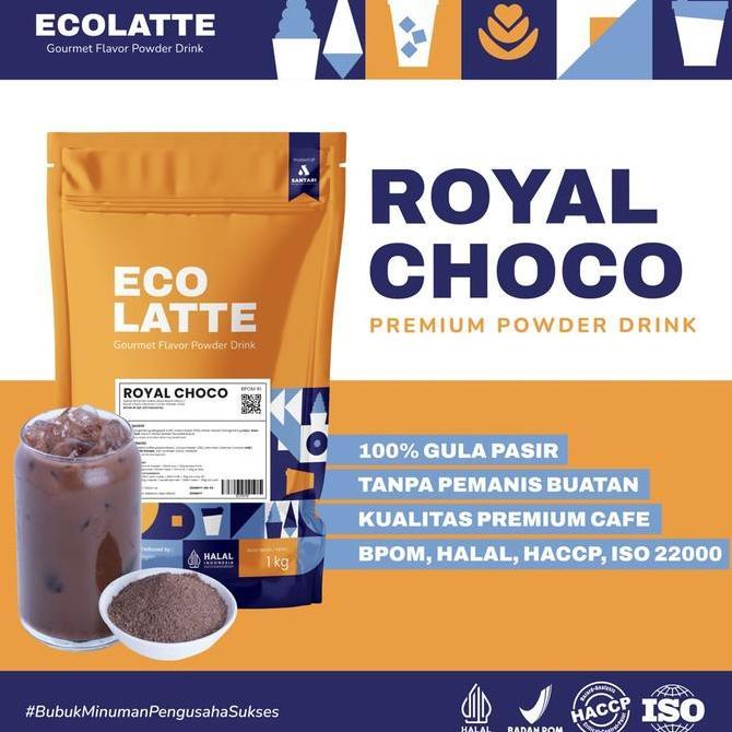 Ecolatte Royal Choco 1Kg Bubuk Serbuk Minuman Powder Drink Aneka Rasa Murah Instan Cocok Untuk Usaha