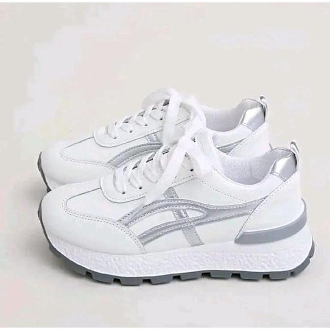 Terbaru Flass Shale Sepatu Wanita Sneakers Cat Putih Hitam Abu Sepatu Wanita Hangout Sport Cewek Kas