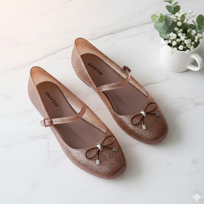 Diskont Porto Milly -  Sepatu Slip On Wanita Elegan Cantik Dengan Warna Glitter Blink Blink Kekinian