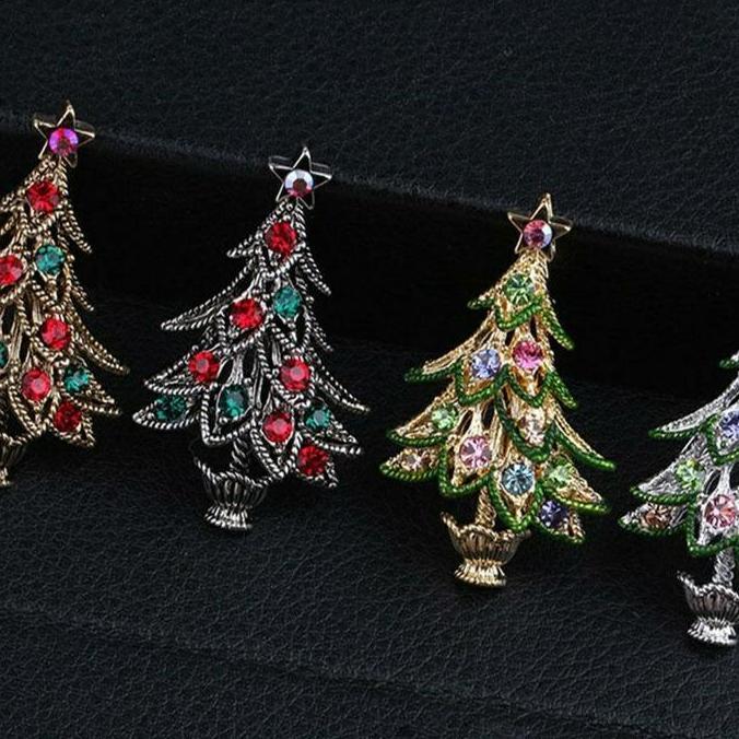 Bros Natal Antique Christmas Tree Rhinestone 4 Variasi C064 LC