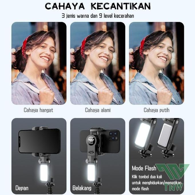 Tnw-Q18 Gimbal Stabilizer Handphone Gimbal Hp Stabilizer Tongsis Hp Bluetooth Tripod Kualitas Terbai