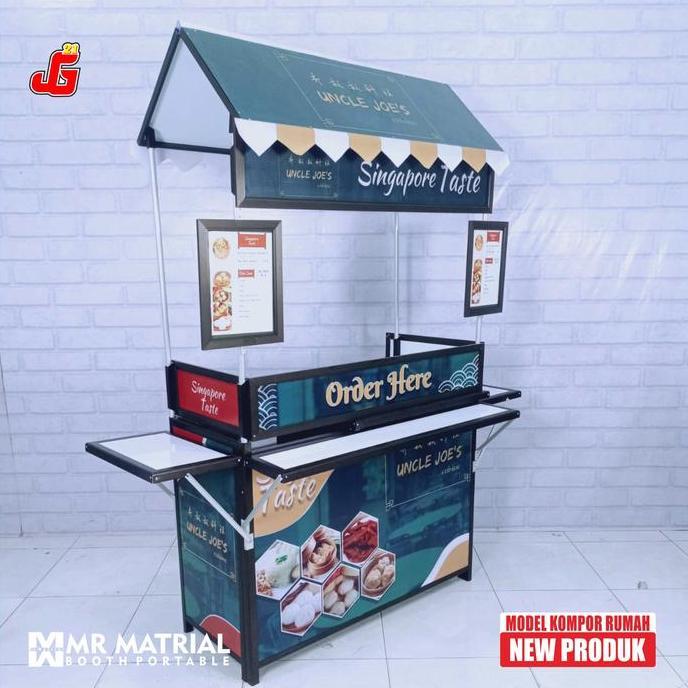 Terlaris Booth Portable Atap Rumah Komplit Kompor Tulang Hitam Gerobak Jualan Meja Lipat Gerobak Dor