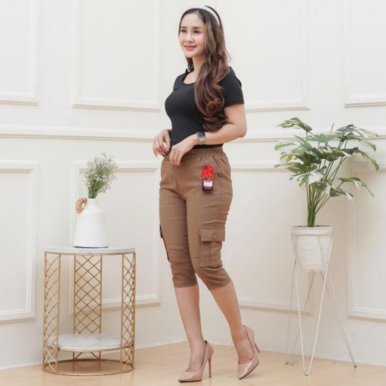 ORIGINAL CELANA PENDEK WANITA 7/8 KANTONG CARGO JUMBO