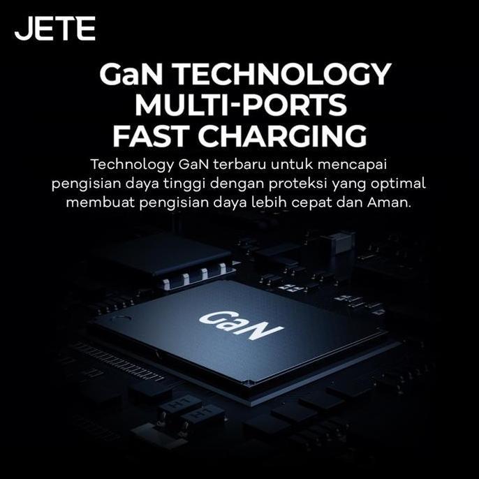 Kelilingaja- Jete E6 Adapter Fast Charger Gan 65W + 4 Port ( Dual Usb & Dual Typec ) Adaptor