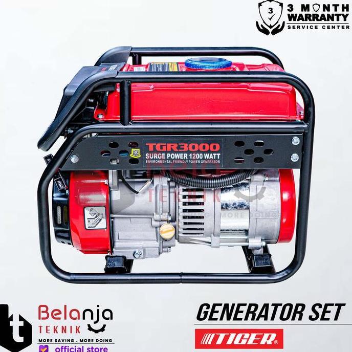 Mesin Genset Tiger Tgr 3000 1200 Watt Generator Set Bensin Tgr3000 Portable Dengan Sistem Avr & Tang