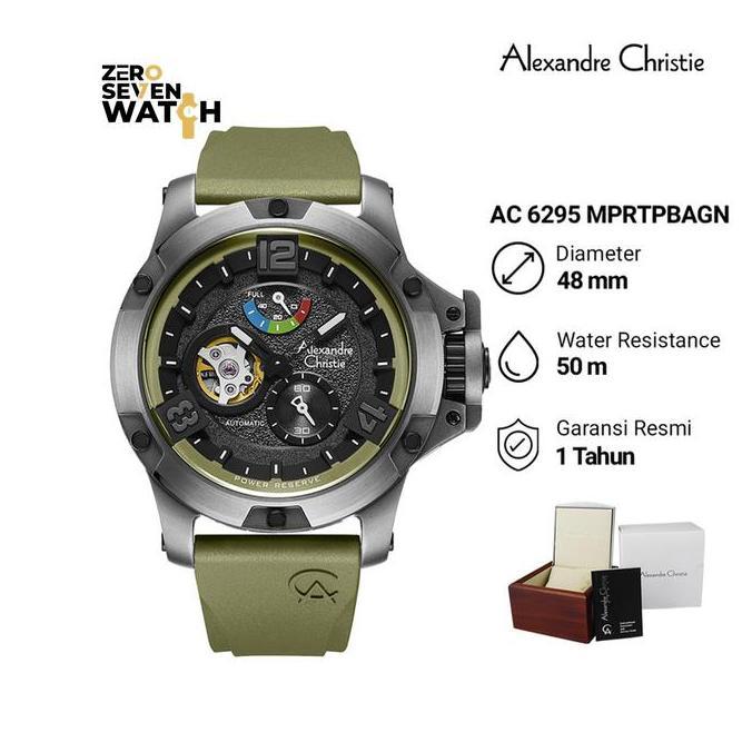 Jam Tangan Pria Cowok Alexandre Christie Titanium Automatic AC 6295 Strap Rubber watches Stainless t