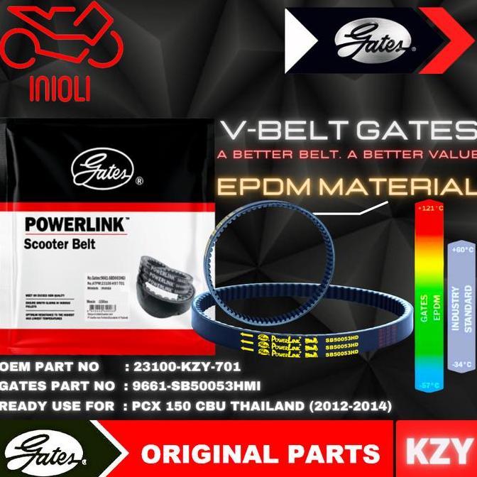 VAN BELT GATES V BELT V-BELT VBELT GATES POWERLINK HONDA PCX CBU 150 THAILAND 23100-KZY-701 ASLI ORI