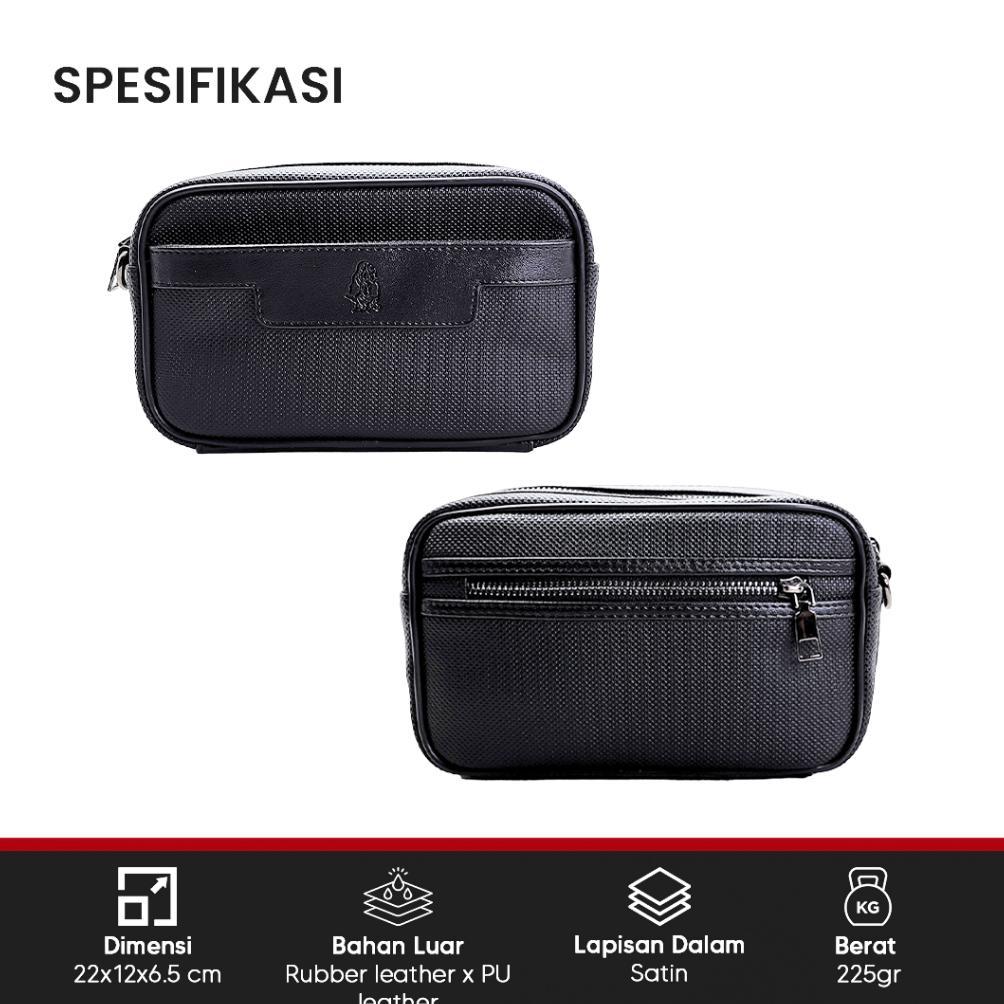 BESTPROMO TAS CLUTCH HUSH PUPPIES 518 MINI HITAM PREMIUM | HAND BAG PRIA WATERPROOF ELEGAN UNTUK HAR
