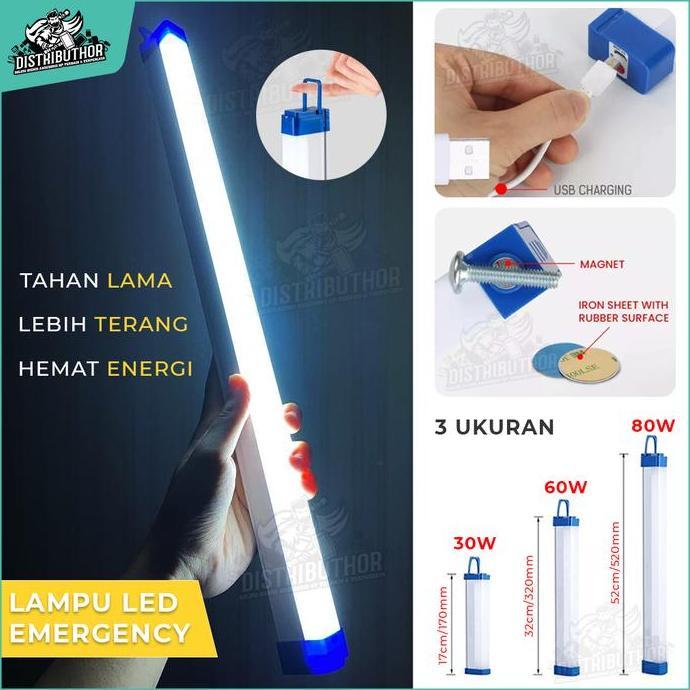 Lightbrum- Lampu Neon Led Panjang T7 Usb Bolam Let Portable Emergency Lamp Darurat Mati Lampu Lid Te