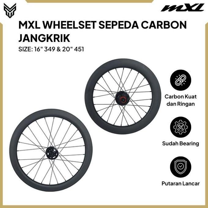 TERMURAH - MXL Wheelset Sepeda 16" 349 & 20" 451 Carbon Velg Roda Set Bike
