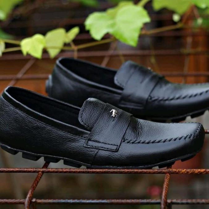 Unik Sepatu Slip On Pria Kulit Kasual Formal Pantofel Hitam - Model Terbaru - Shoes, Flat Karet