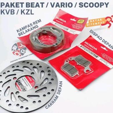DANISTOREEMPAT - KVB PAKET PIRINGAN CAKRAM BEAT FI + KAMPAS REM DEPAN HONDA & BELAKANG VARIO / BEAT 