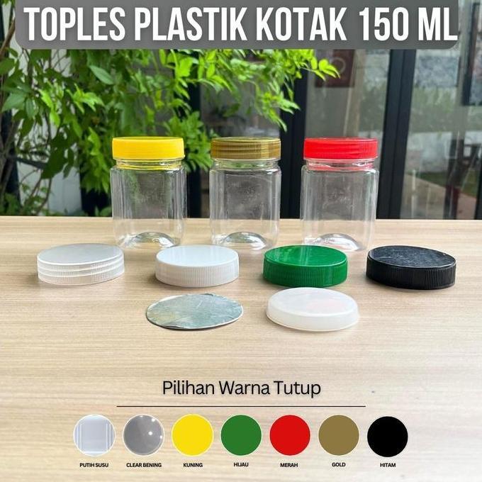 Isi 100 pcs Toples Plastik Kotak 150 ml / Toples Sambal Jar Bumbu Coklat Selai