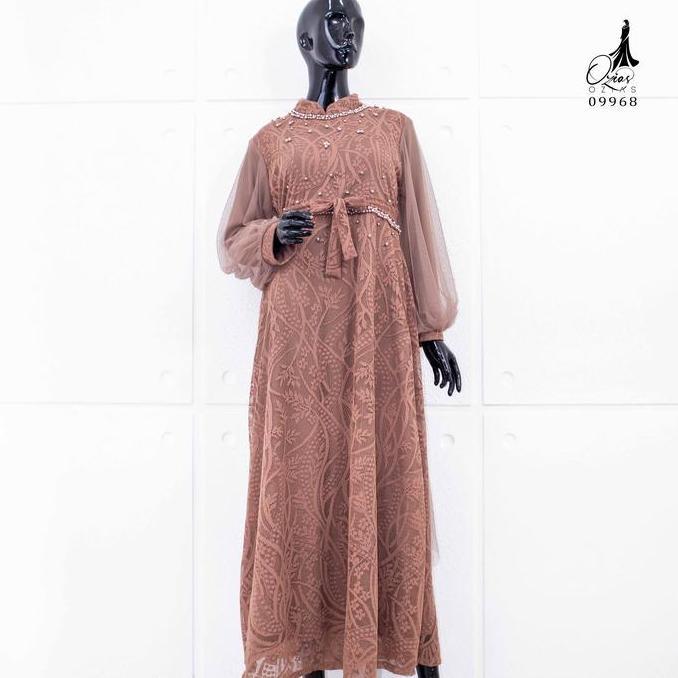 GAMIS OZIAS BROKAT PREMIUM 09968 LD 105 I Gamis Tangan Balon I Gamis Kondangan Muslim Nyaman Termura